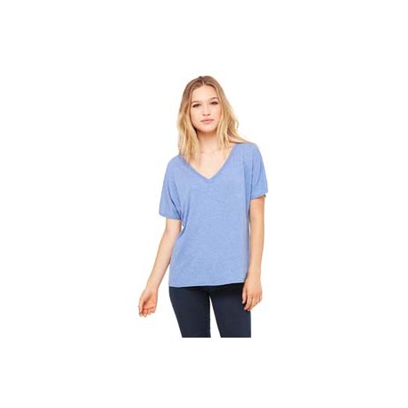 8815 Bella + Canvas 8815 Ladies' Slouchy V-Neck T-Shirt BLUE TRIBLEND
