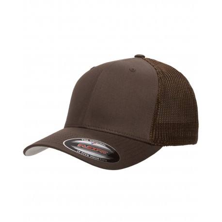 6511 Flexfit 6511 Adult 6-Panel Trucker Cap BROWN