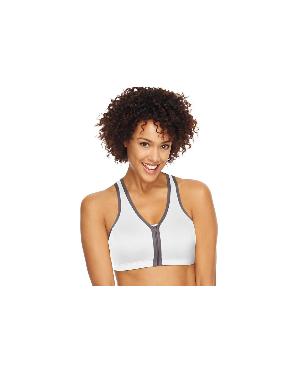 Hanes DHHBX3 ComfortFlex Fit Easy On Zip Front Wirefree Sports Bra