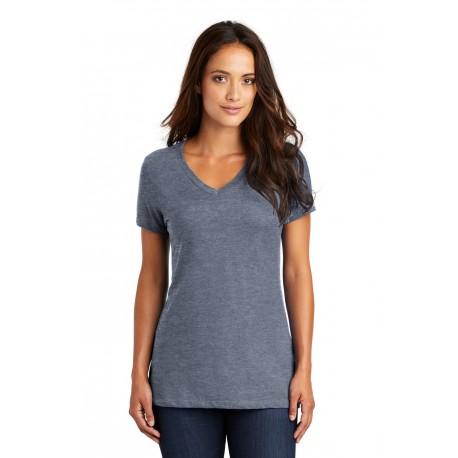 DM1170L District DM1170L Women's Perfect Weight V-Neck Tee Heathered Navy