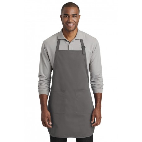 A600 Port Authority A600 Full-Length Two-Pocket Bib Apron CHARCOAL