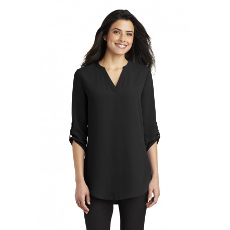 LW701 Port Authority LW701 Ladies 3/4-Sleeve Tunic Blouse BLACK