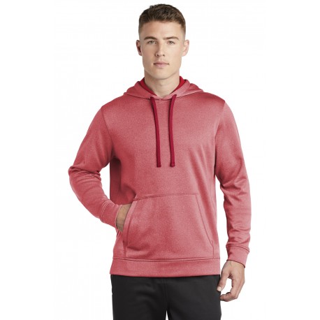 ST264 Sport-Tek ST264 PosiCharge Sport-Wick Heather Fleece Hooded Pullover Deep Red Heather