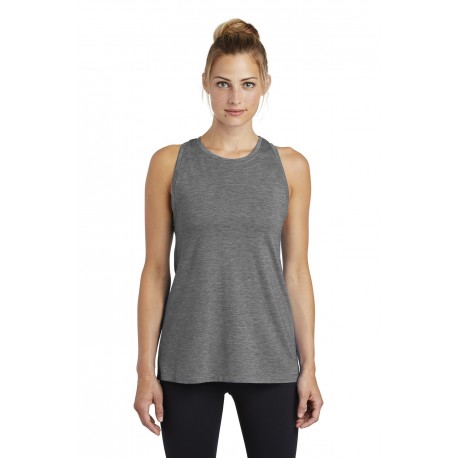 LST402 Sport-Tek LST402 Ladies PosiCharge Tri-Blend Wicking Tank Dark Grey Heather