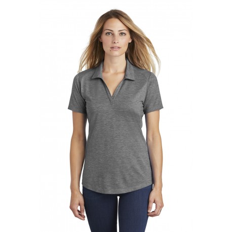 LST405 Sport-Tek LST405 Ladies PosiCharge Tri-Blend Wicking Polo Dark Grey Heather