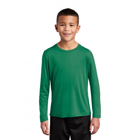 YST420LS Sport-Tek YST420LS Youth Posi-UV Pro Long Sleeve Tee KELLY GREEN