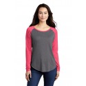 LST400LS Sport-Tek Pink Raspberry Heather/ Dark Grey Heather