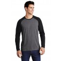 ST400LS Sport-Tek Black Triad Solid/ Dark Grey Heather