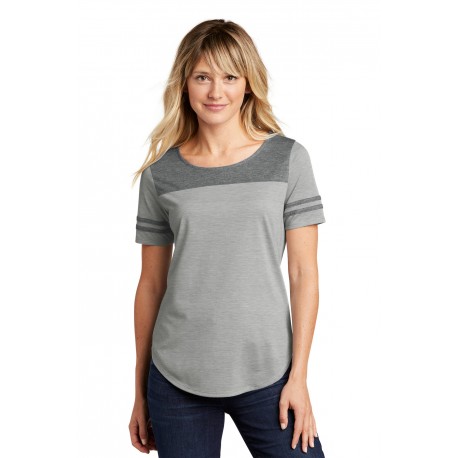 LST403 Sport-Tek LST403 Ladies PosiCharge Tri-Blend Wicking Fan Tee Dark Grey Heather/ Light Grey Heather
