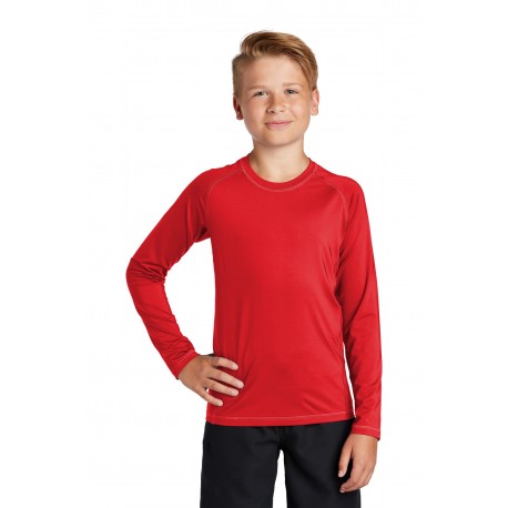 YST470LS Sport-Tek YST470LS Youth Long Sleeve Rashguard Tee TRUE RED