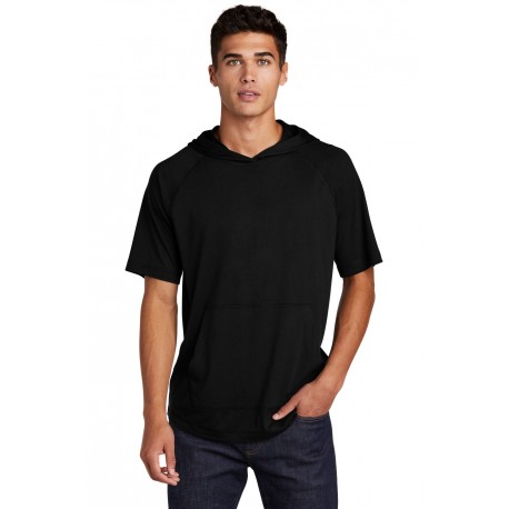 ST404 Sport-Tek ST404 PosiCharge Tri-Blend Wicking Short Sleeve Hoodie Black Triad Solid