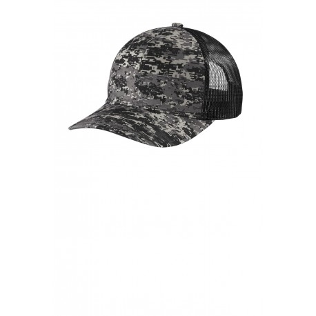 C114 Port Authority C114 Digi Camo Snapback Trucker Cap Black Digi/ Black