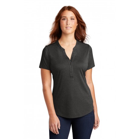 LST468 Sport-Tek LST468 Ladies Endeavor Henley BLACK HEATHER