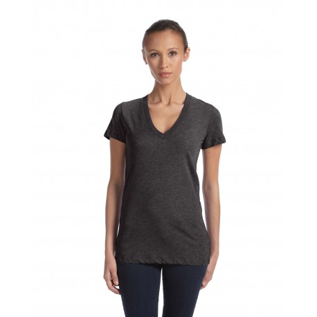 8435 Bella + Canvas 8435 Ladies' Triblend Short-Sleeve Deep V-Neck T-Shirt CHAR-BLACK TRIB