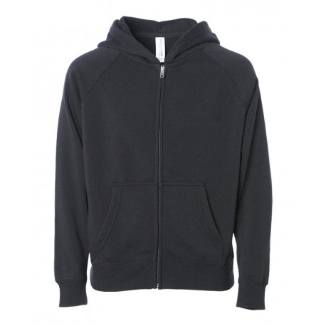 PRM10TSBZ Independent Trading Co. PRM10TSBZ Toddler Lightweight Special Blend Raglan Zip Hood BLACK