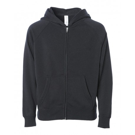 PRM15YSBZ Independent Trading Co. PRM15YSBZ Youth Lightweight Special Blend Raglan Zip Hood BLACK