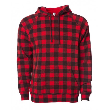 PRM33SBP Independent Trading Co. PRM33SBP Unisex Special Blend Raglan Hooded Sweatshirt Red Buffalo Plaid