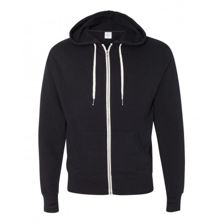 PRM90HTZ Independent Trading Co. PRM90HTZ Unisex Heathered French Terry Full-Zip Hooded Sweatshirt BLACK