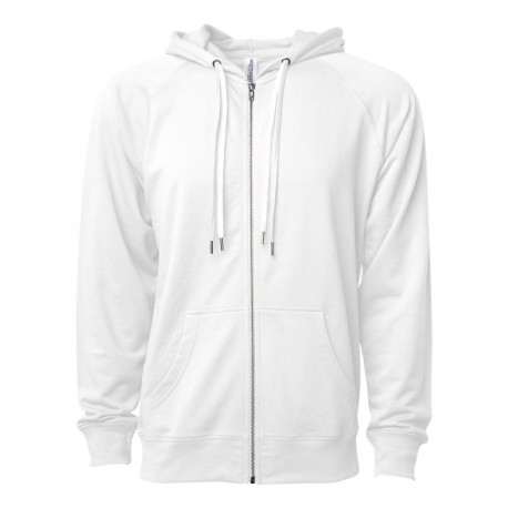 SS1000Z Independent Trading Co. SS1000Z Icon Unisex Lightweight Loopback Terry Full-Zip Hooded Sweatshirt WHITE