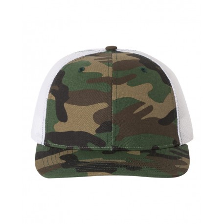 112P Richardson 112P Patterned Snapback Trucker Cap Army Camo/ White