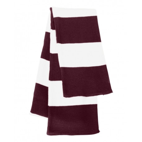 SP02 Sportsman SP02 Rugby-Striped Knit Scarf MAROON/ WHITE