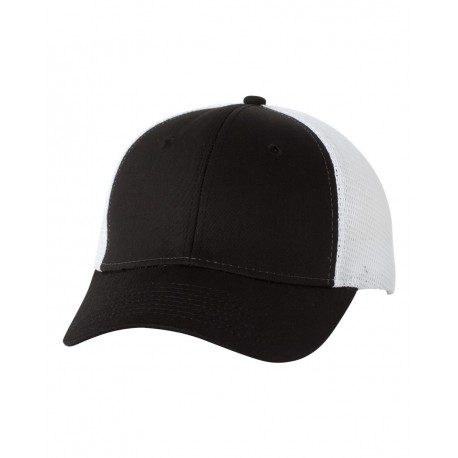 VC400 Valucap VC400 Mesh-Back Trucker Cap BLACK/ WHITE
