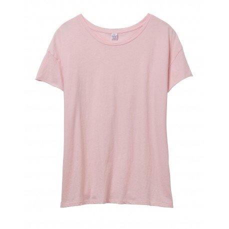 04861C1 Alternative 04861C1 Ladies' Rocker Garment-Dyed Distressed T-Shirt FADED PINK PGMNT