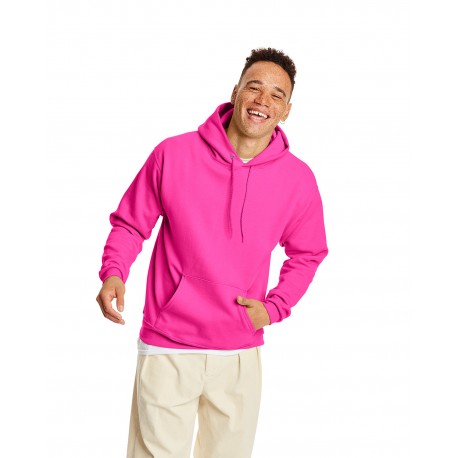 P170 Hanes P170 Unisex Ecosmart 50/50 Pullover Hooded Sweatshirt SAFETY PINK