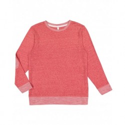 LAT 6965 Adult Harborside Melange French Terry Crewneck With Elbow Patches
