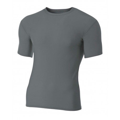 N3130 A4 N3130 Adult Polyester Spandex Short Sleeve Compression T-Shirt GRAPHITE