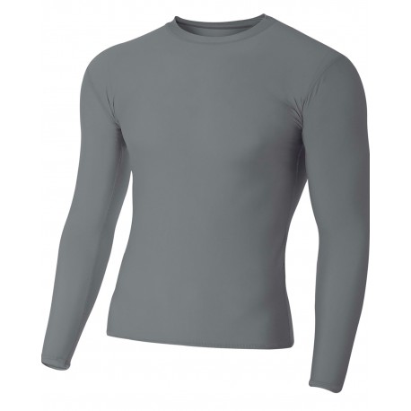 N3133 A4 N3133 Adult Polyester Spandex Long Sleeve Compression T-Shirt GRAPHITE