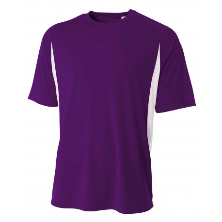 N3181 A4 N3181 Men's Cooling Performance Color Blocked T-Shirt PURPLE/ WHITE