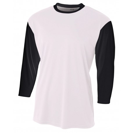 N3294 A4 N3294 Men's 3/4 Sleeve Utility Shirt WHITE/ BLACK