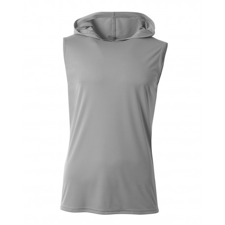 N3410 A4 N3410 Men's Cooling Performance Sleeveless Hooded T-Shirt SILVER