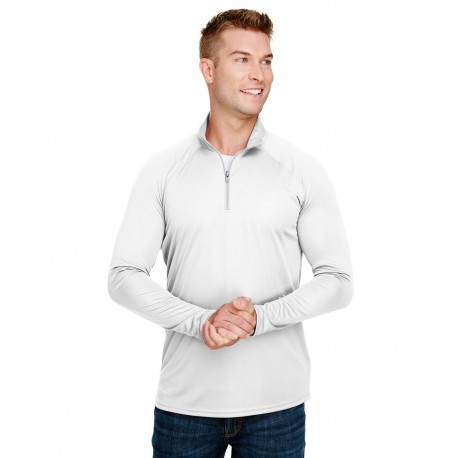 N4268 A4 N4268 Adult Daily Polyester 1/4 Zip WHITE