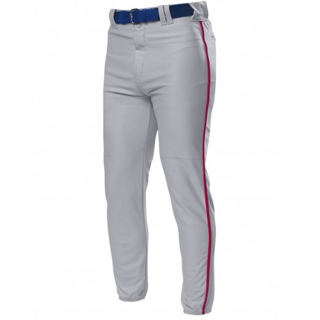 N6178 A4 N6178 Pro Style Elastic Bottom Baseball Pants GREY/ CARDINAL