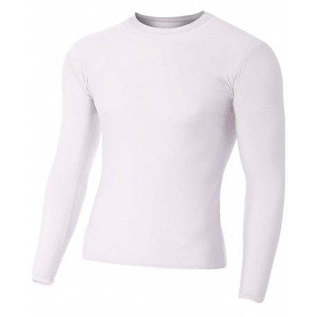 NB3133 A4 NB3133 Youth Long Sleeve Compression Crewneck T-Shirt WHITE
