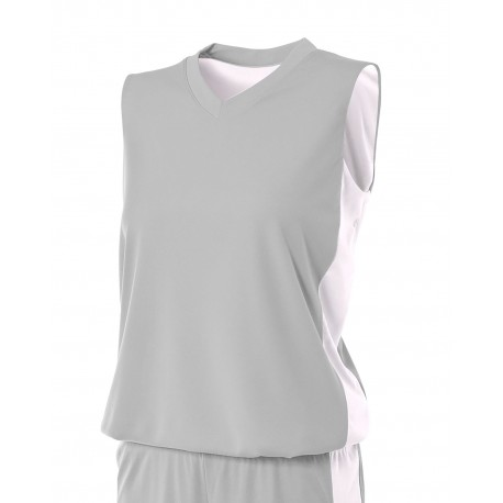 NW2320 A4 NW2320 Ladies' Reversible Moisture Management Muscle Shirt SILVER/ WHITE