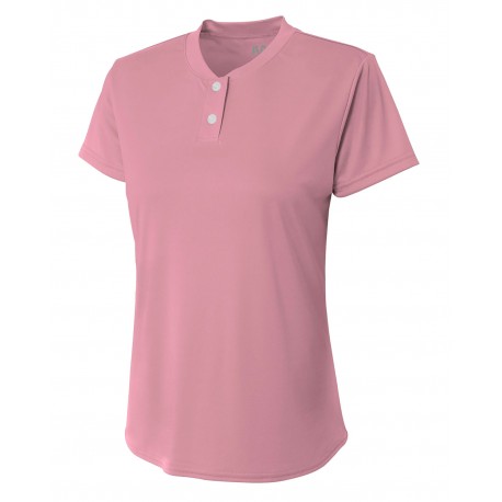 NW3143 A4 NW3143 Ladies' Tek 2-Button Henley Shirt PINK