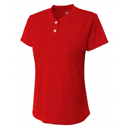 NW3143 A4 NW3143 Ladies' Tek 2-Button Henley Shirt SCARLET