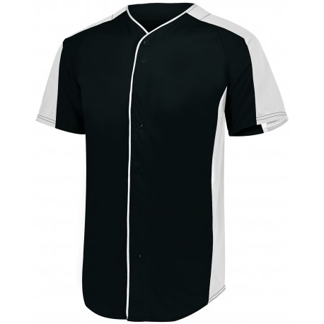 1655 Augusta Sportswear 1655 Adult Full-Button Baseball Jersey BLACK/ WHITE