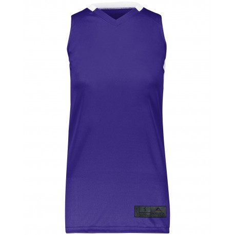 1732 Augusta Sportswear 1732 Ladies' Step-Back Basketball Jersey PURPLE/ WHITE