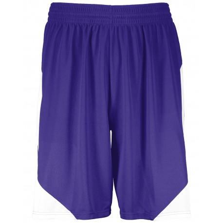 1734 Augusta Sportswear 1734 Youth Step-Back Basketball Shorts PURPLE/ WHITE