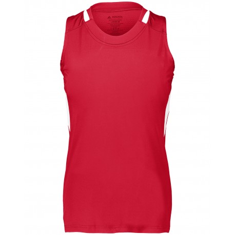 2437 Augusta Sportswear 2437 Girls Crossover Sleeveless T-Shirt RED/ WHITE