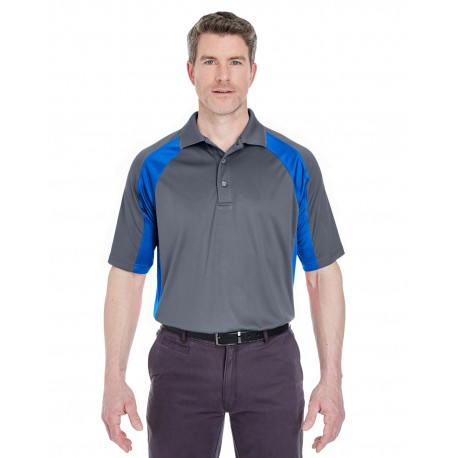8427 UltraClub 8427 Adult Cool & Dry Sport Performance Colorblock Interlock Polo CHARCOAL/ROYAL
