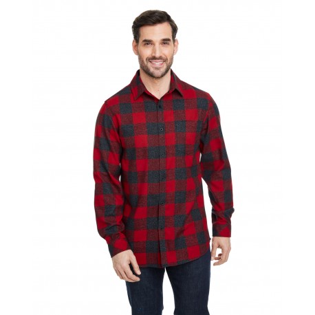 B8212 Burnside B8212 Woven Plaid Flannel With Biased Pocket RED/ H BLACK