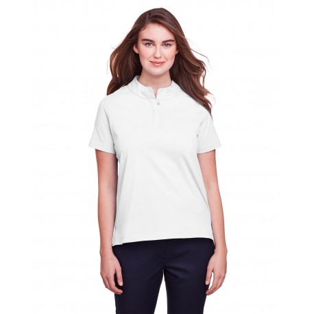 UC105W UltraClub UC105W Ladies' Lakeshore Stretch Cotton Performance Polo WHITE