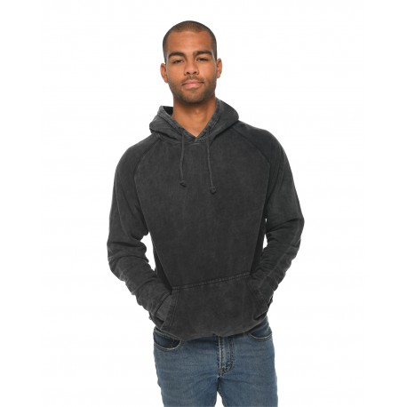 LST004 Lane Seven LST004 Unisex Vintage Raglan Hooded Sweatshirt BLACK