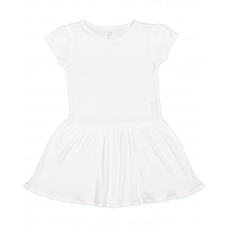 5323 Rabbit Skins 5323 Toddler Baby Rib Dress WHITE