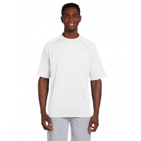 M322 Harriton M322 Adult 4.2 Oz. Athletic Sport Colorblock T-Shirt WHITE/ WHITE